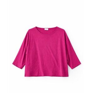 Bryn Walker Bamboo Organic Cotton Pink Boxy Cropped Top SZ Large Boho Lagenlook